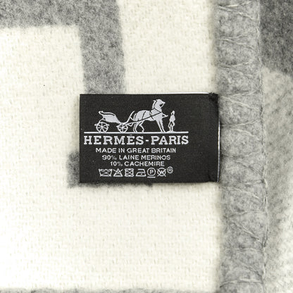 Hermes Wool Cashmere Avalon III Blanket Ecru Gris Clair 2 of 2