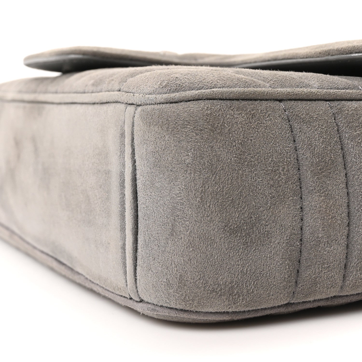 Prada Camoscio Impunture Diagramme Medium Chain Flap Shoulder Bag Grey 10 of 10