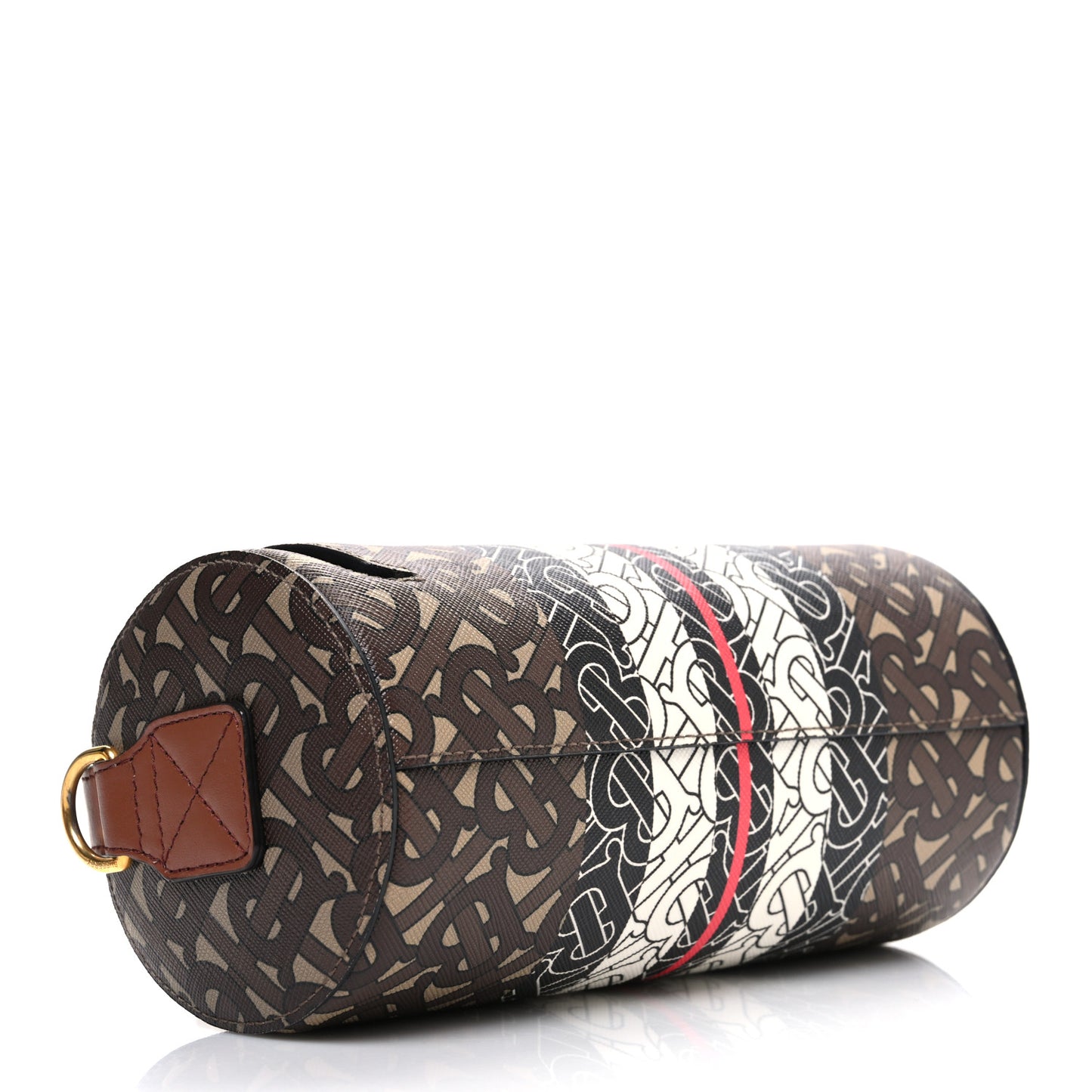 E-Canvas Monogram Stripe The Barrel Bag Bridle Brown