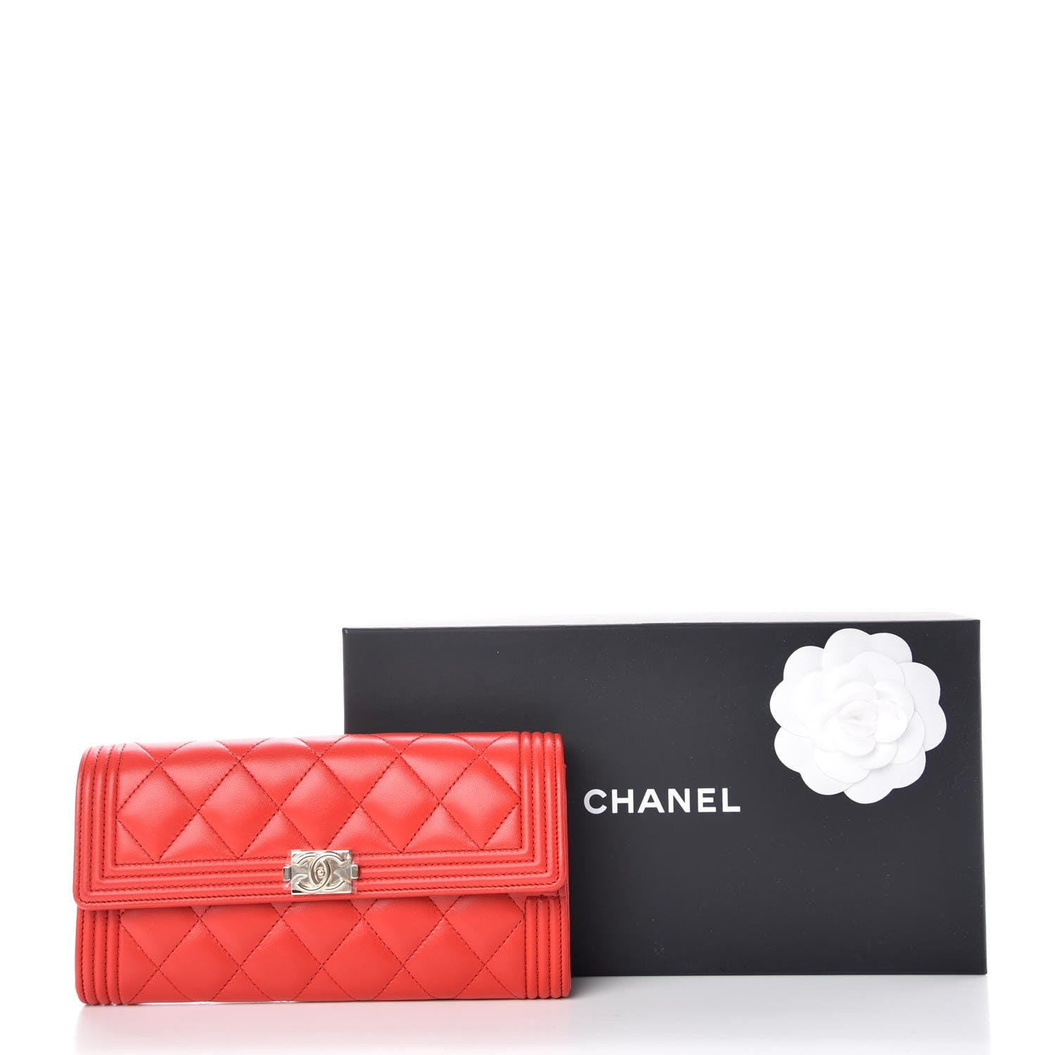 Chanel Lambskin Quilted Boy Flap Wallet Red 11 of 11
