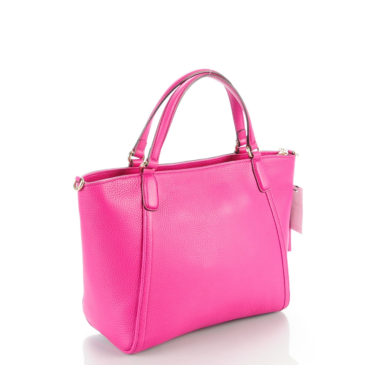 Gucci Pebbled Calfskin Small Soho Top Handle Bag Bright Bougainvillea 3 of 7