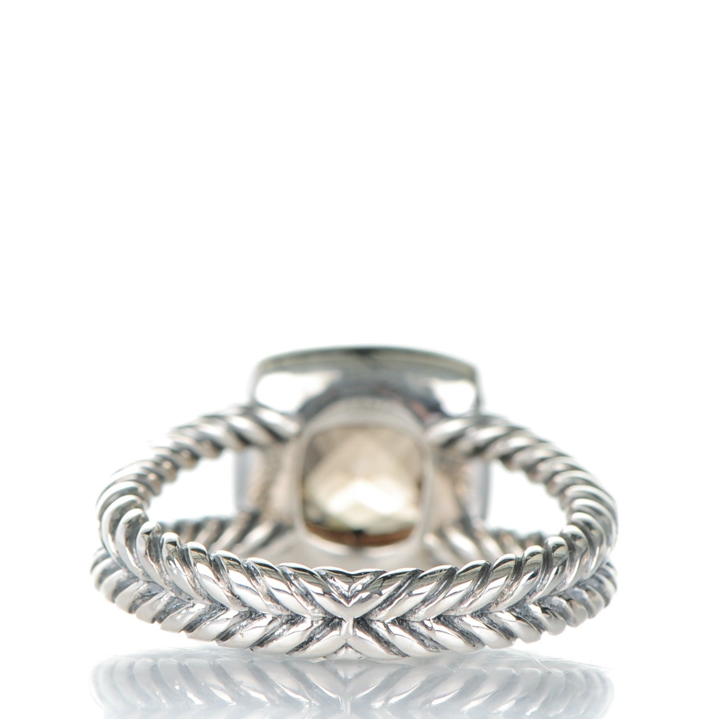 Sterling Silver Diamond Smoky Quartz 7mm Petite Albion Ring 54 7