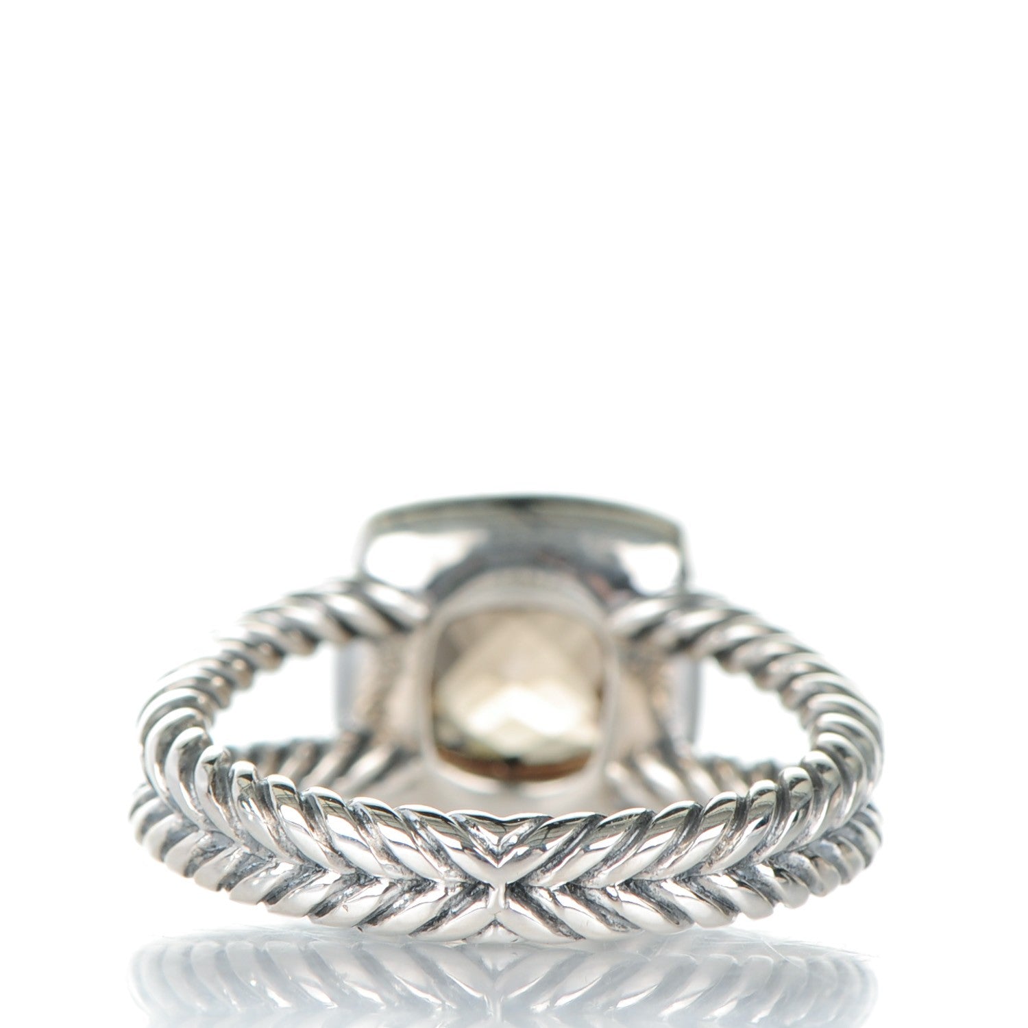 David Yurman Sterling Silver Diamond Smoky Quartz 7mm Petite Albion Ring 54 7 3 of 4