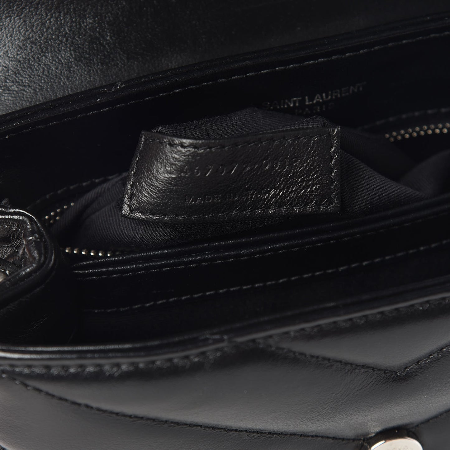 Calfskin Y Quilted Monogram Toy Loulou Crossbody Bag Black