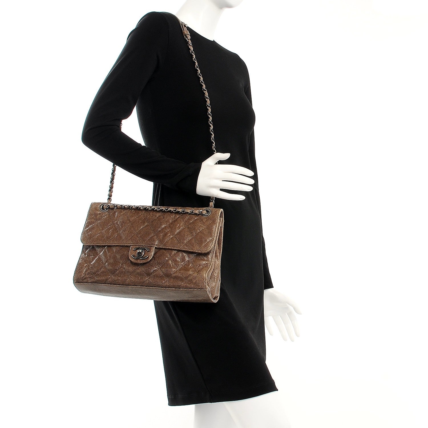 Chanel Crumpled Grained Calfskin Jumbo CC Crave Flap Beige 2 of 7