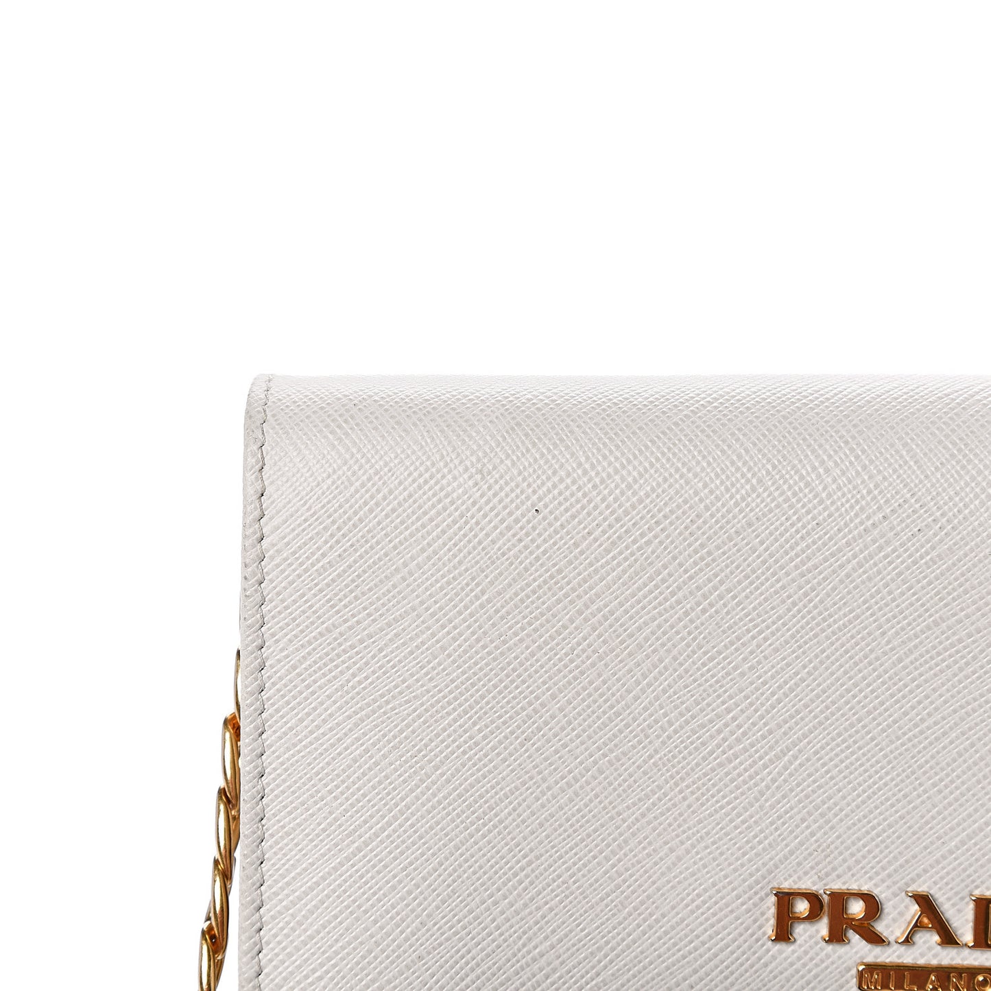 Saffiano Lux Chain Wallet White