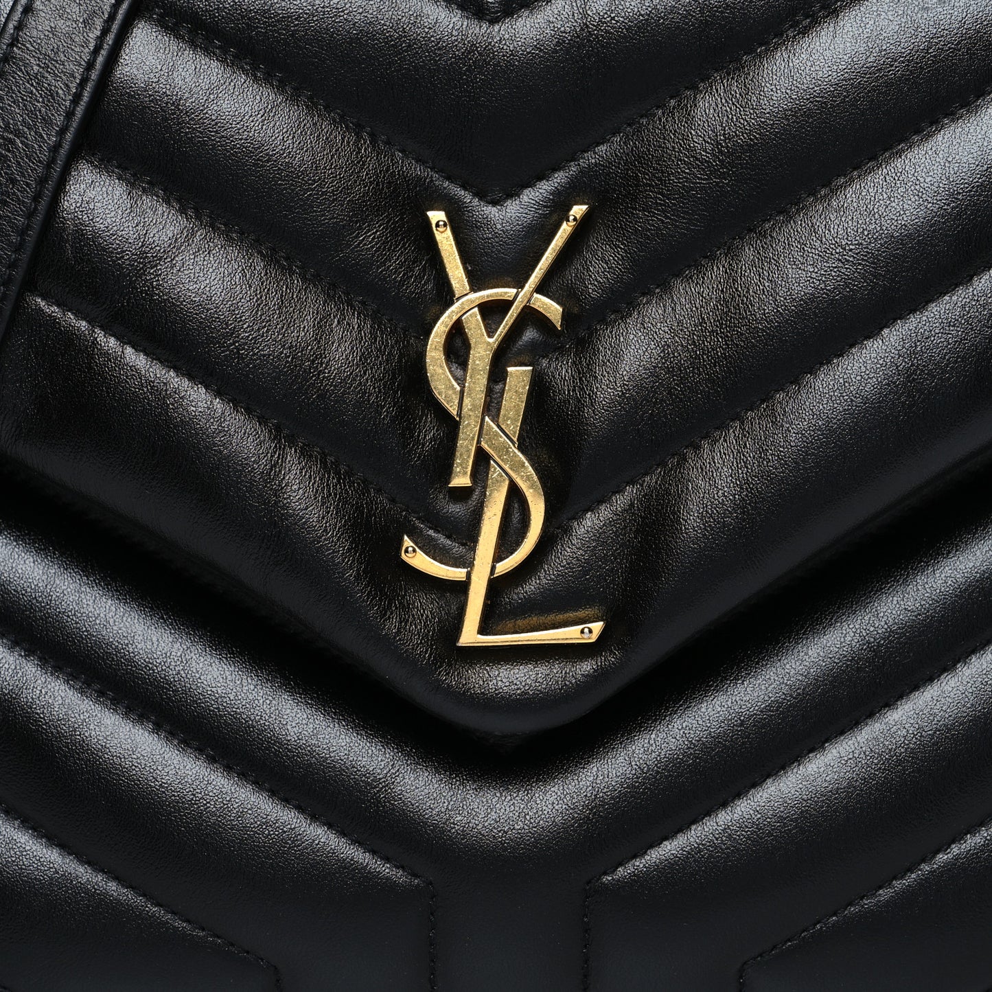 Calfskin Y Quilted Monogram Medium Loulou Chain Satchel Black