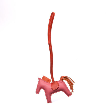 Hermes Milo Lambskin Grigri Rodeo Bag Charm PM Rose Azalee Orange Poppy Rouge Indien 1 of 5