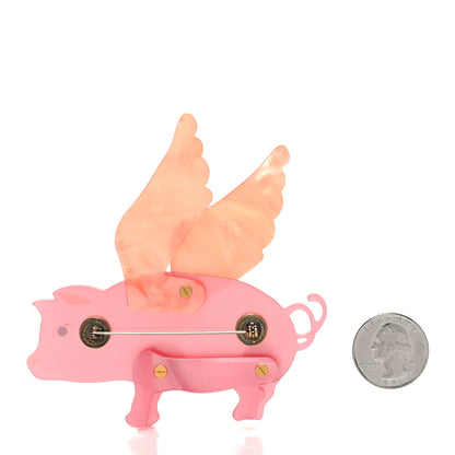 Gucci Resin Flying Pig Brooch Pink 2 of 4