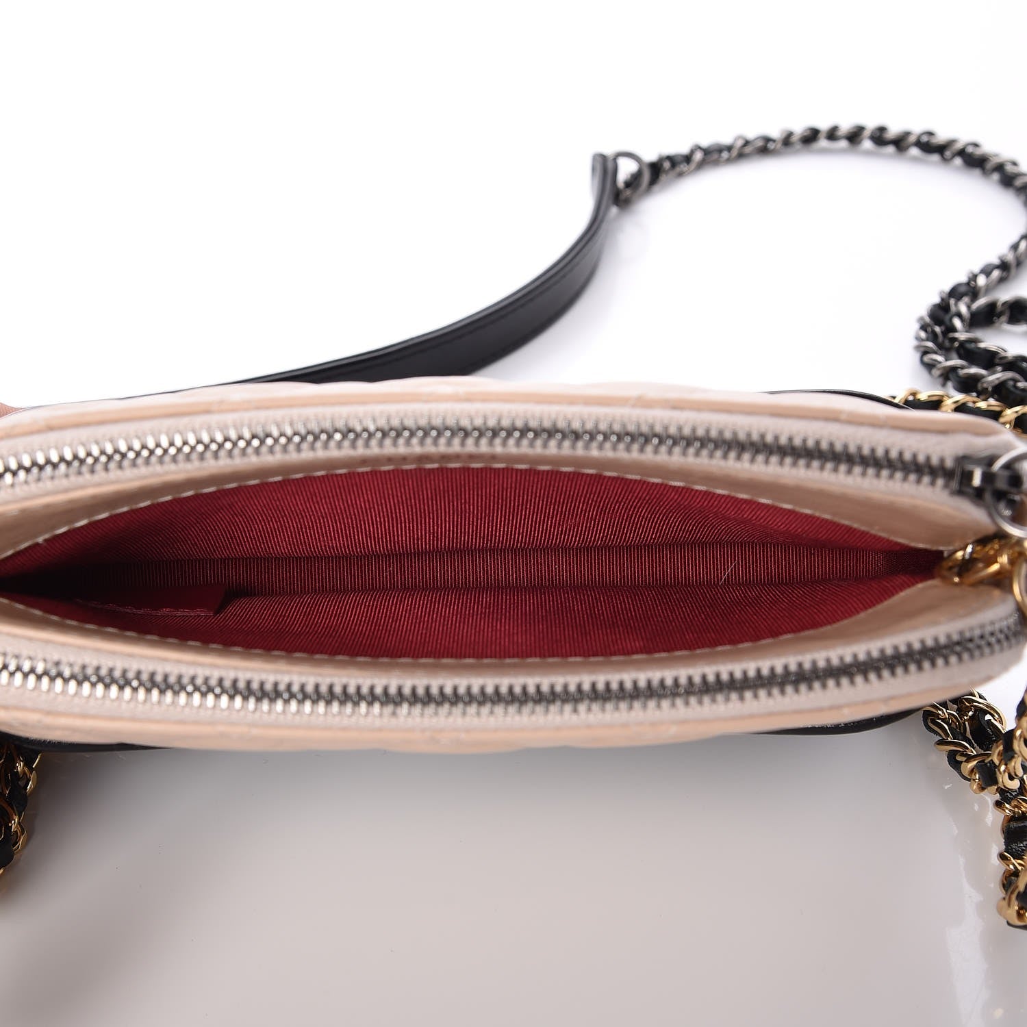 Chanel Aged Calfskin Quilted Small Gabrielle Clutch With Chain Beige Black 5 of 9