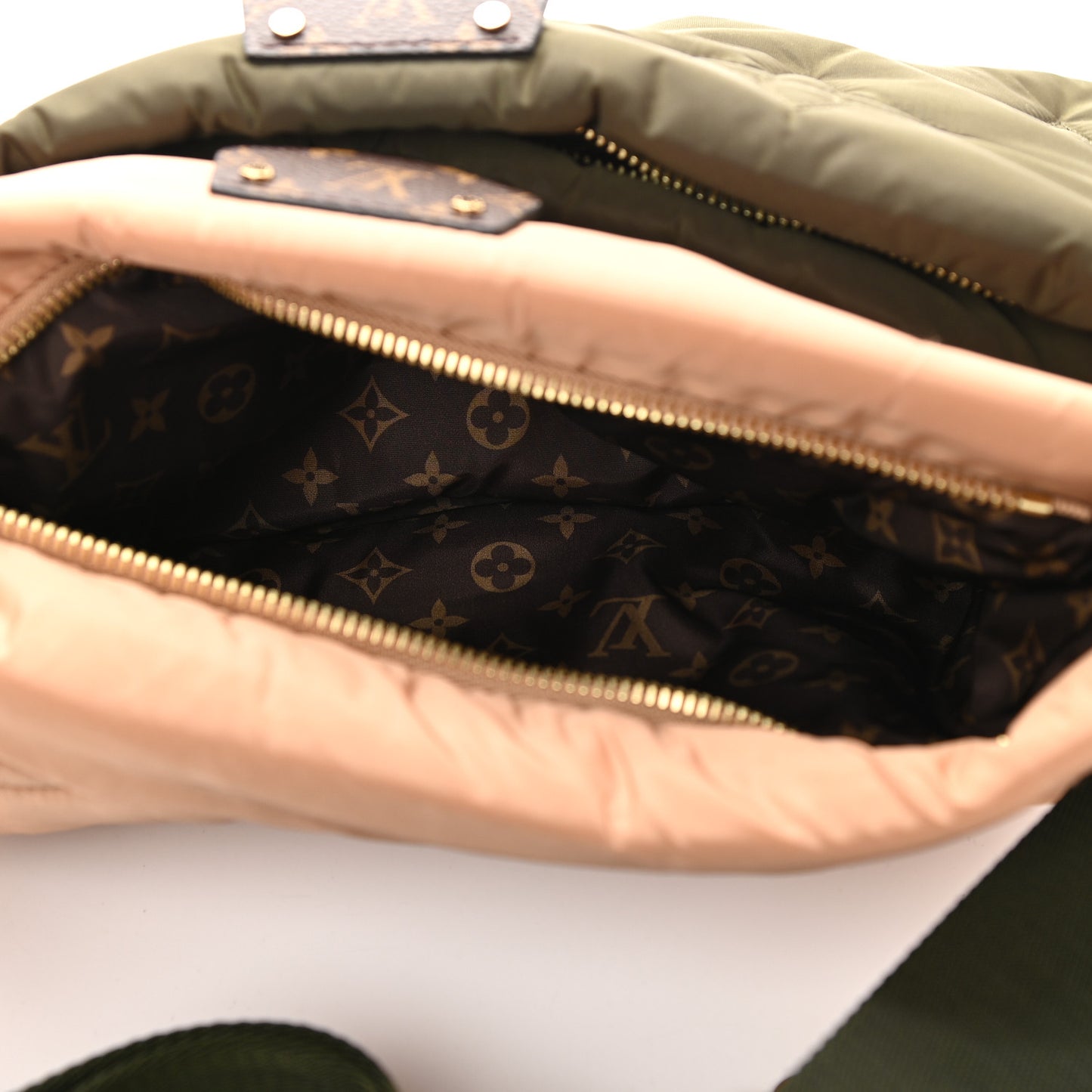 Econyl Monogram Pillow Maxi Multi Pochette Accessories Kaki Beige