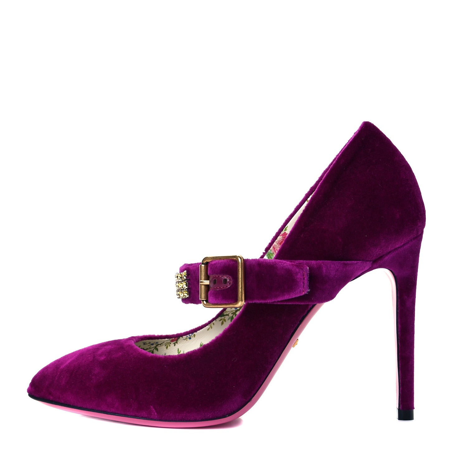 Velvet Crystal Embellished Sylvie High Heel Pumps 37.5 Fucsia Violet Cyclamen