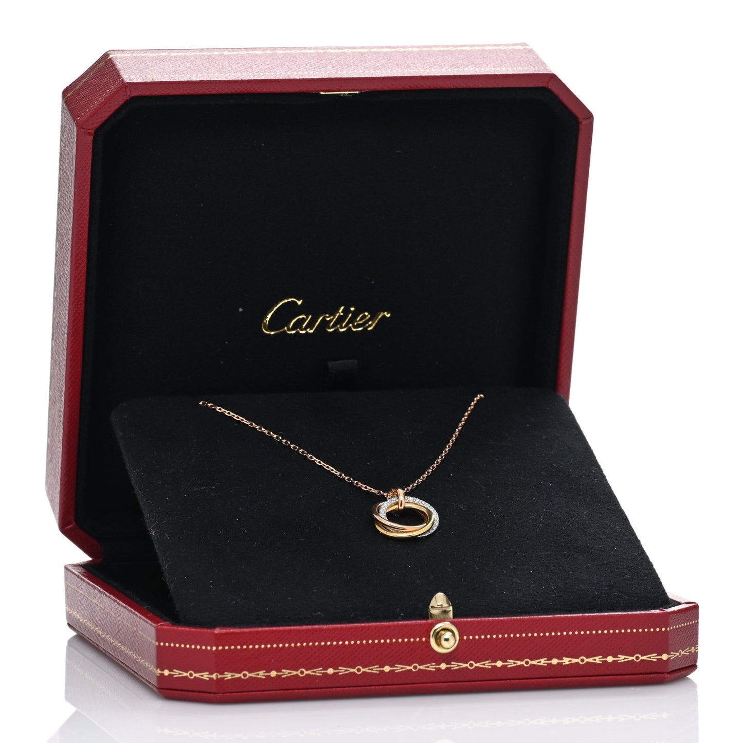 18K Pink White Yellow Gold Diamond Trinity Pendant Necklace