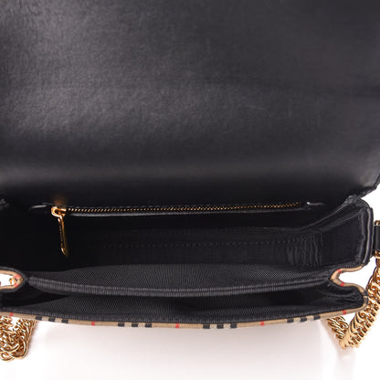 Burberry Smooth Calfskin 1983 Knight Check Link Shoulder Bag Black 5 of 10