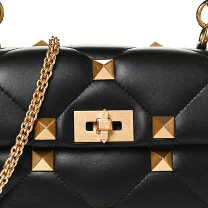 Valentino Garavani Nappa Large Roman Stud Shoulder Bag Black 8 of 10