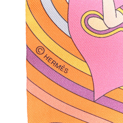Hermes Silk Carres Volants Twilly Orange Rose Malaba 3 of 4