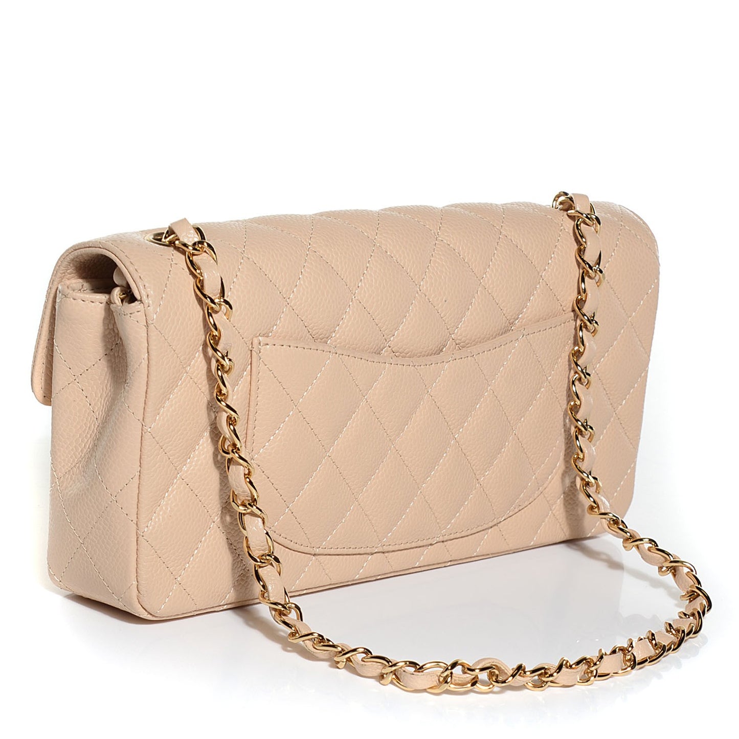 Caviar Quilted East West Flap Beige Clair