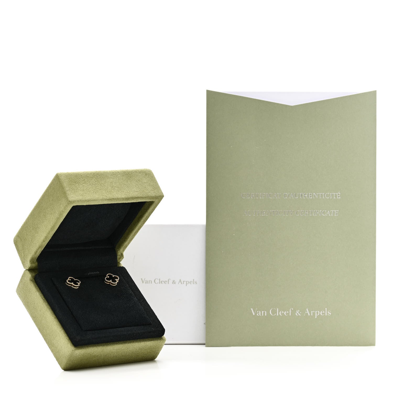 Van Cleef & Arpels 18K Yellow Gold Black Onyx Sweet Alhambra Earrings 5 of 5