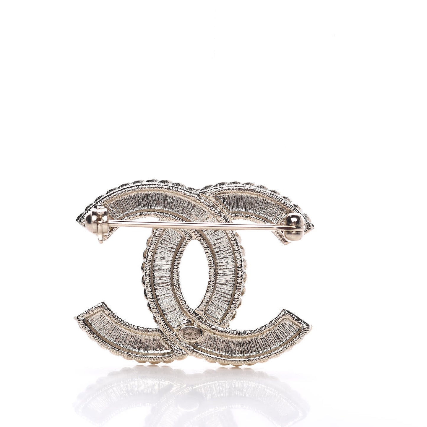 Pearl Crystal April In Paris CC Brooch Gold