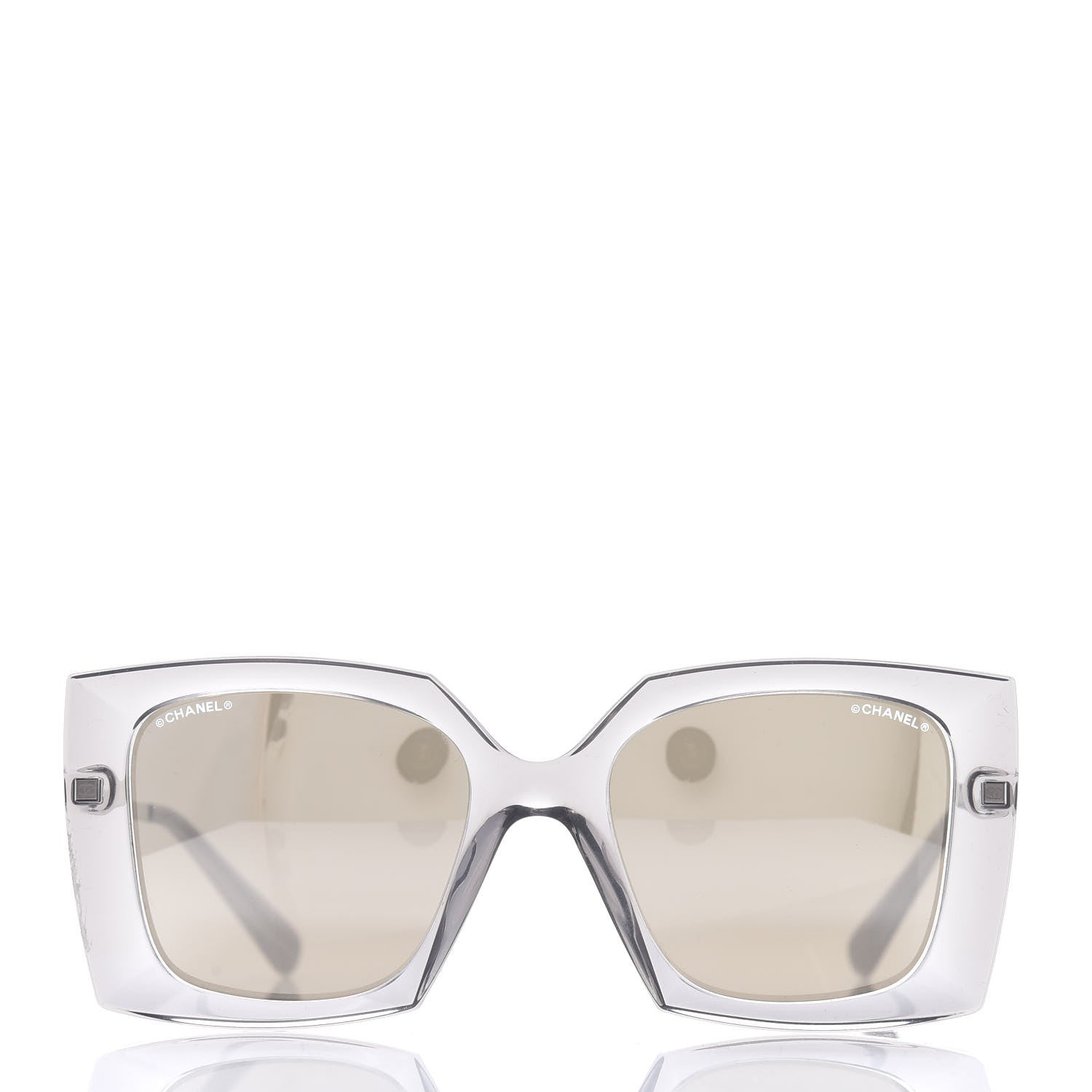 Chanel 18K White Gold Mirror Square Sunglasses 6051 Gray 2 of 8
