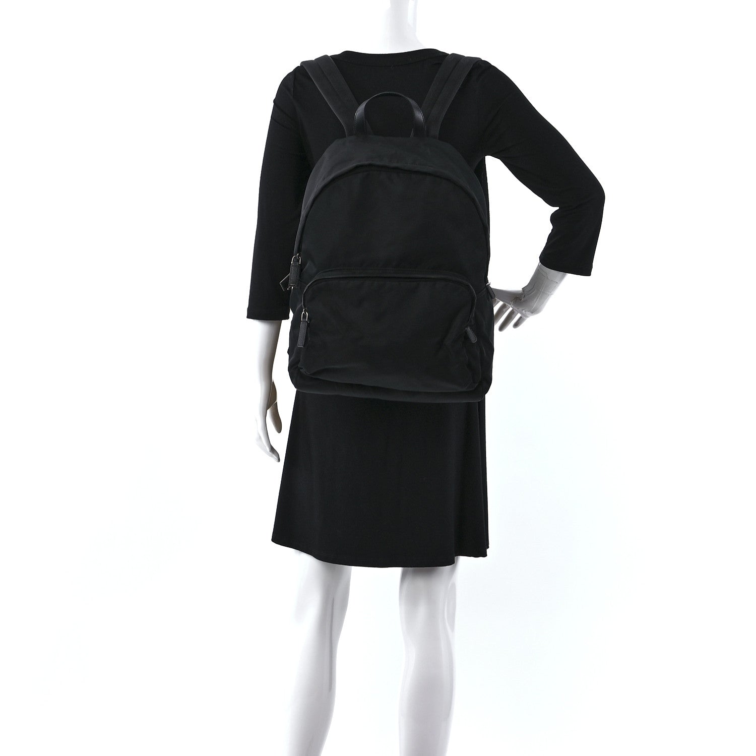 Prada Nylon Tessuto Saffiano Backpack Black 2 of 12