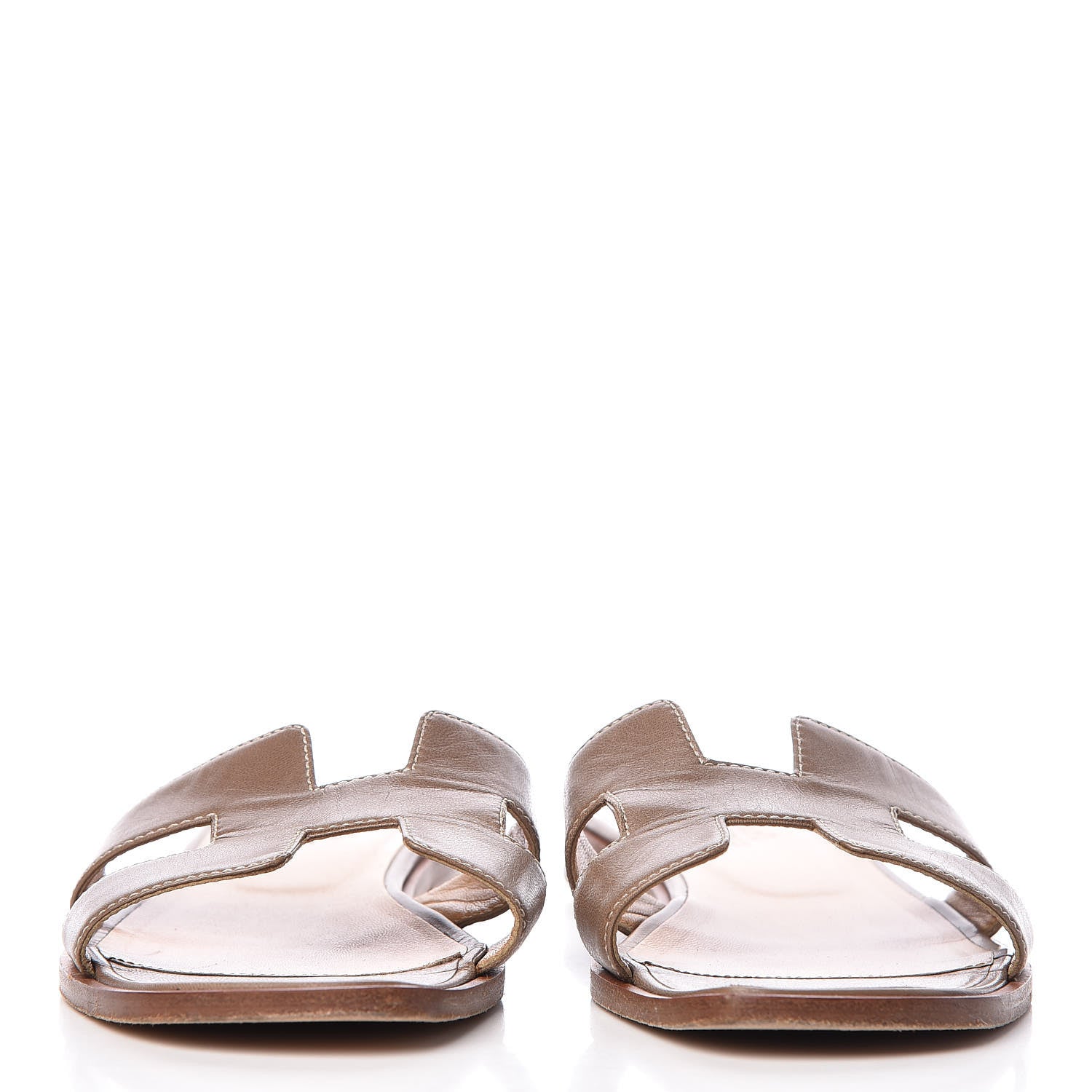 Hermes Box Calfskin Oran Sandals 38 Taupe 2 of 16