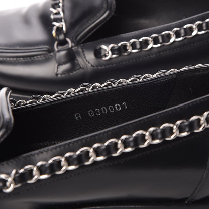 Chanel Calfskin CC Chain Moccasin Loafers 35 Black 7 of 11