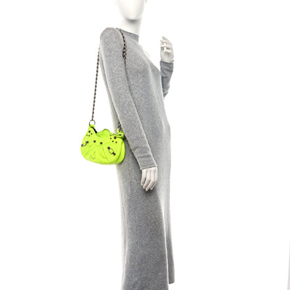 Balenciaga Agneau Arena Le Cagole Chain Shoulder Bag XS Fluo Yellow 2 of 9