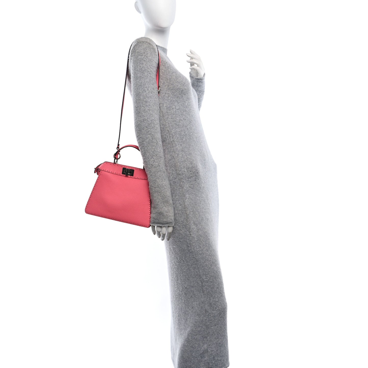 Cuoio Roma Sellerissima Nappa Sintetica Tape Stitch Small Peekaboo I SEE U Satchel Pink Dalia