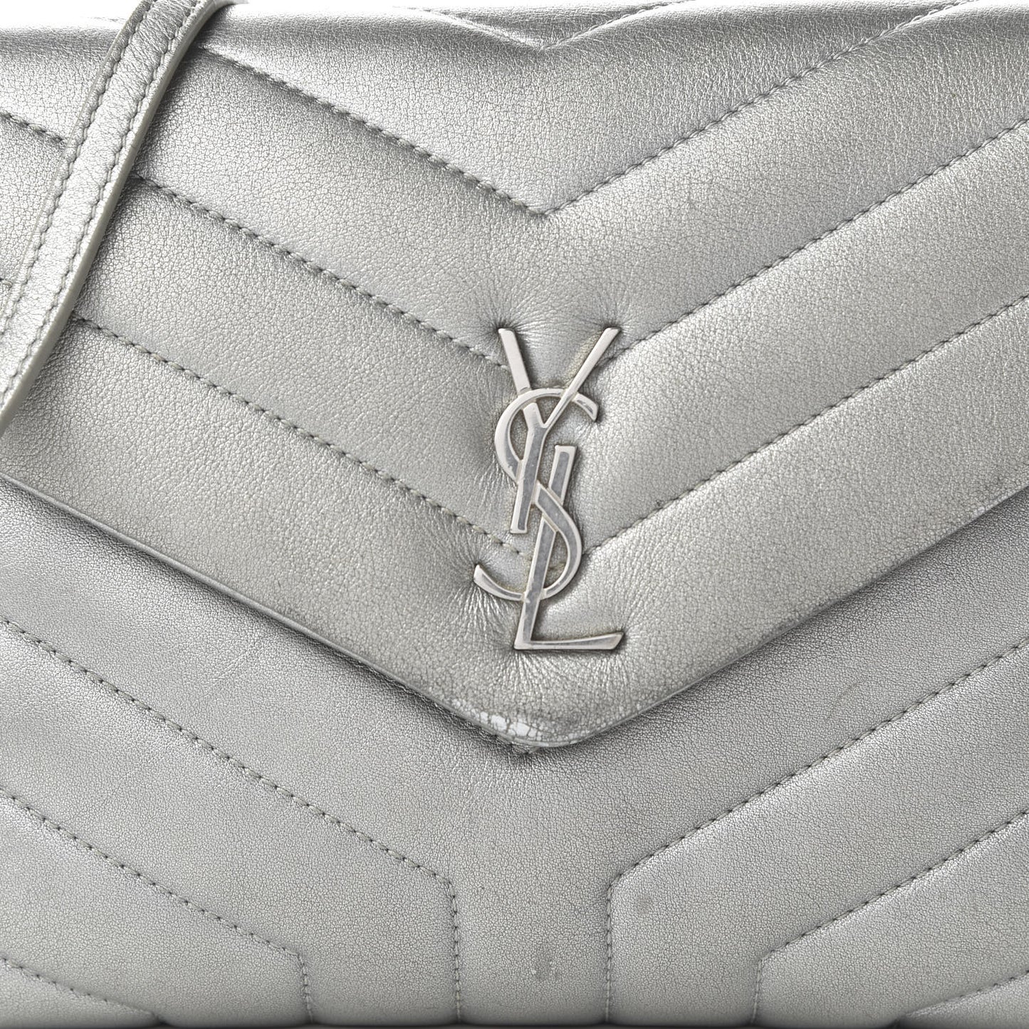 Calfskin Y Quilted Monogram Loulou Flap Bag Argento