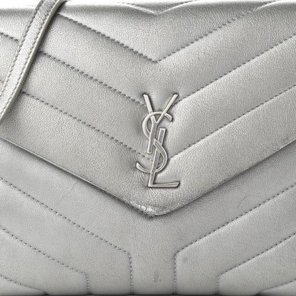 Saint Laurent Calfskin Y Quilted Monogram Loulou Flap Bag Argento 9 of 11
