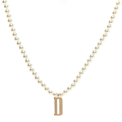 Christian Dior Pearl D Necklace Gold 1 of 6