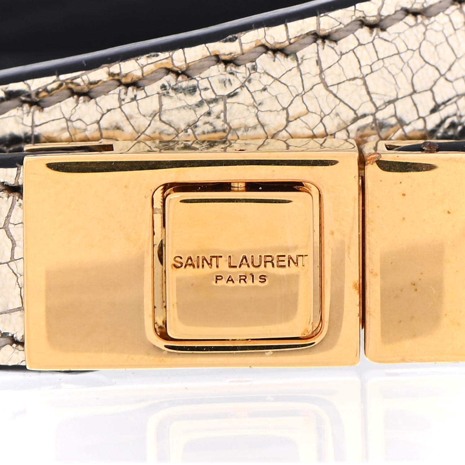 Saint Laurent Metallic Calfskin Double Wrap Bracelet Gold 4 of 6