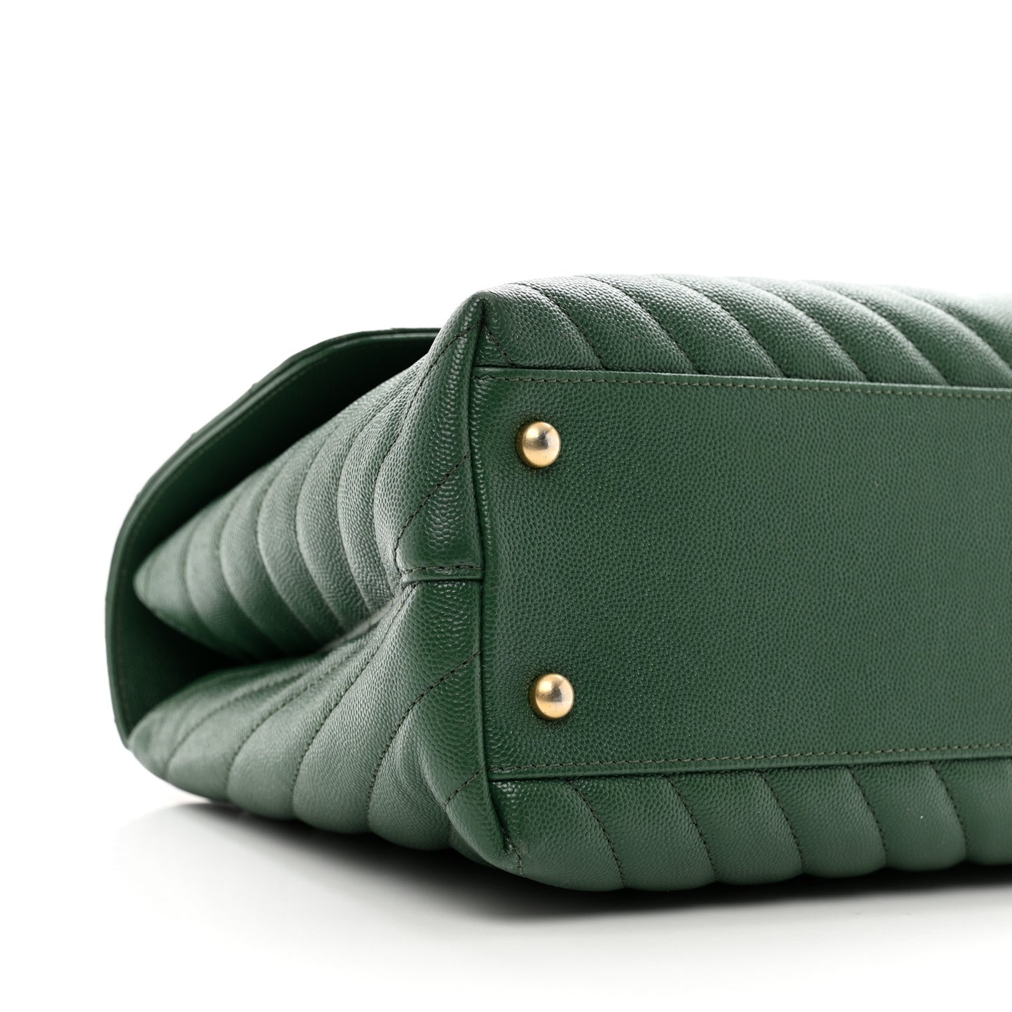 Caviar Chevron Quilted Medium Coco Handle Flap Green