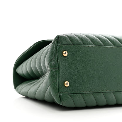 Chanel Caviar Chevron Quilted Medium Coco Handle Flap Green 10 of 12