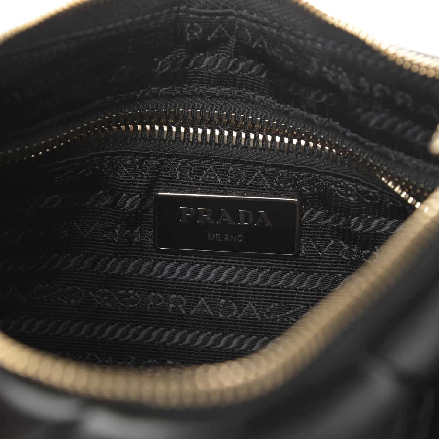 Nappa Re-Nylon Triangle Quilted Patchwork System Shoulder Bag Black