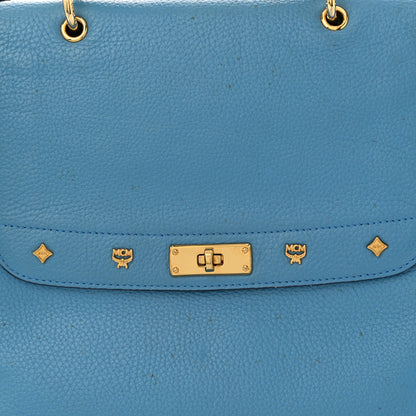 MCM Grained Calfskin First Lady Satchel Blue 8 of 12