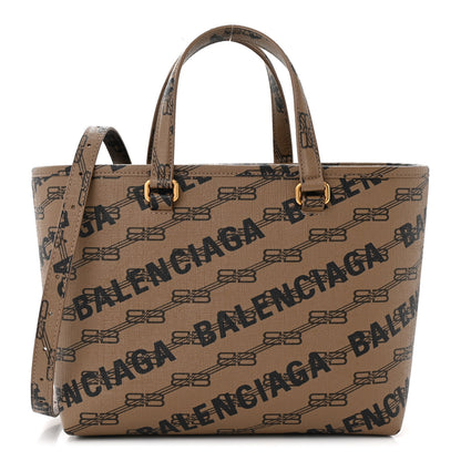 Balenciaga Coated Canvas BB Monogram Small Signature East West Shopper Bag Beige Brown 1 of 11