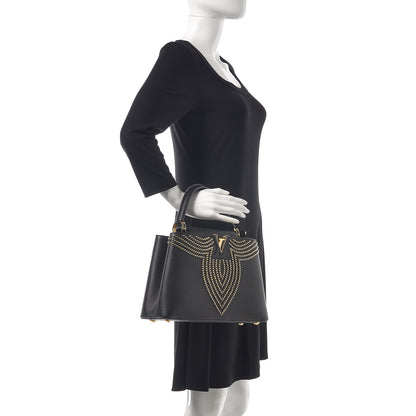 Louis Vuitton Taurillon Fleur De Lys Capucines PM Black 3 of 8