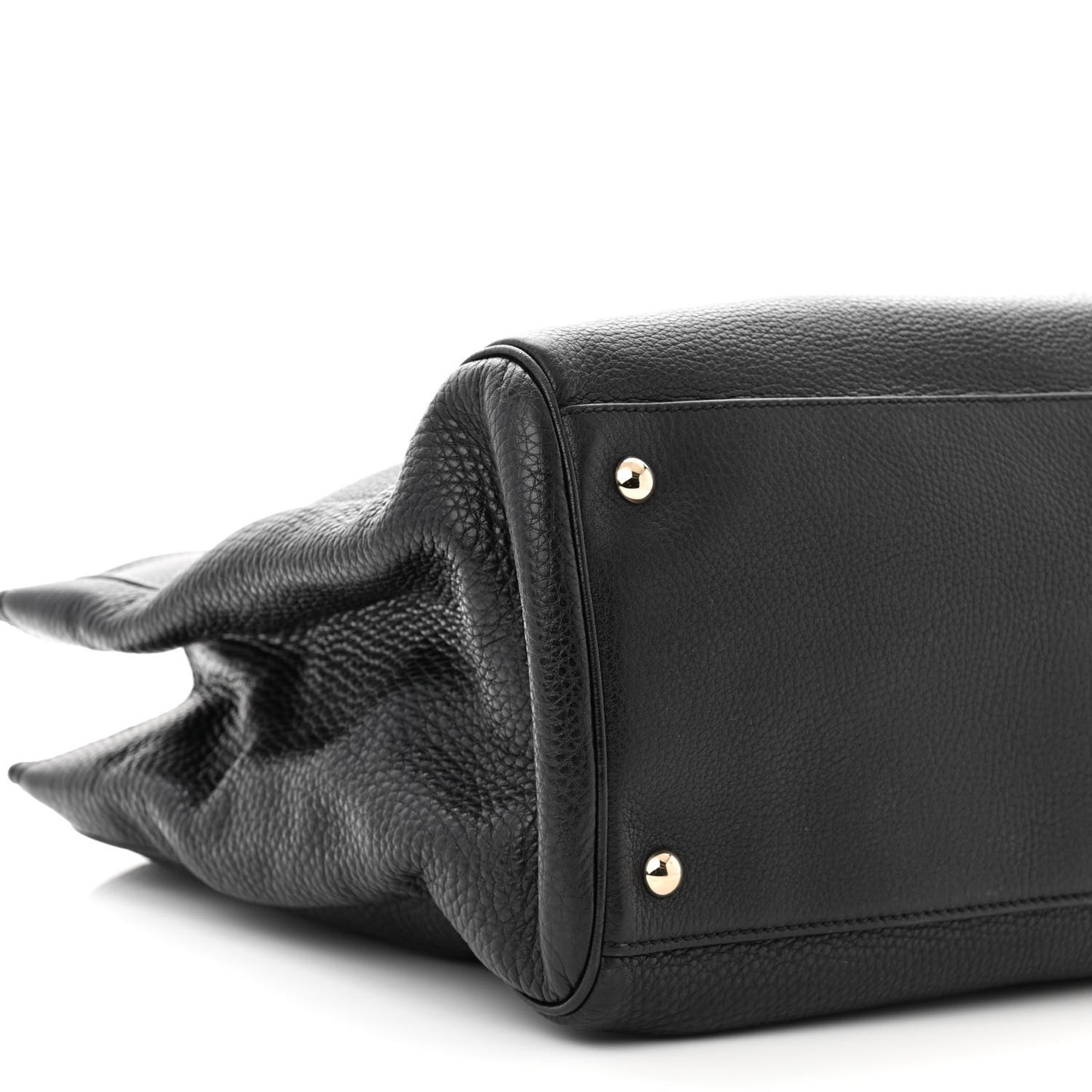 Pebbled Calfskin Large Bamboo Shopper Tote Black Black