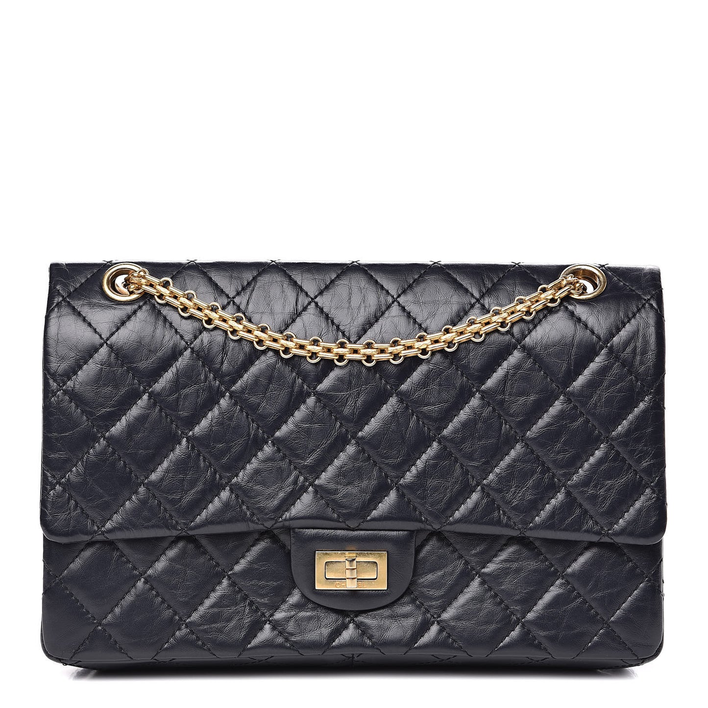 Aged Calfskin Quilted 2.55 Reissue 226 Flap Navy Blue