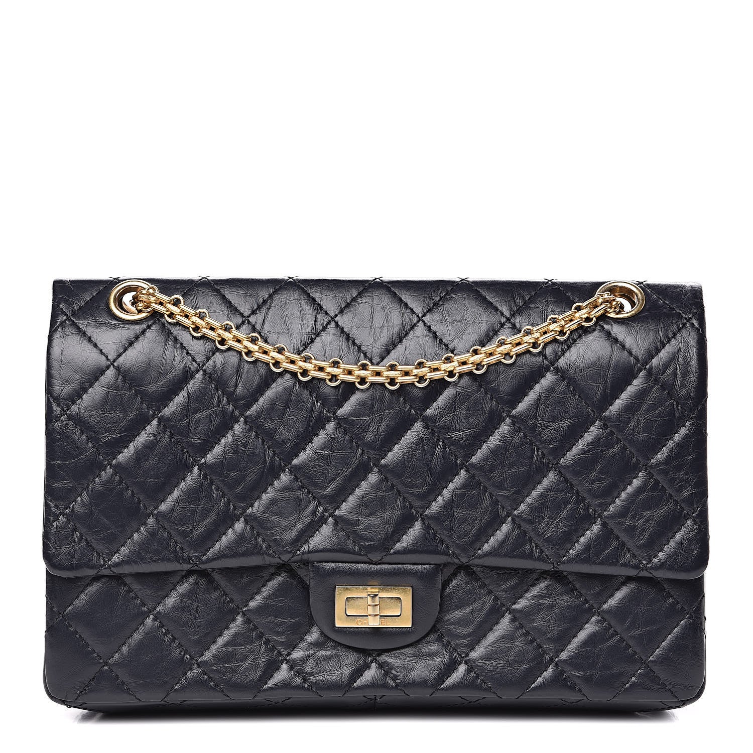 Chanel Aged Calfskin Quilted 2.55 Reissue 226 Flap Navy Blue 1 of 10
