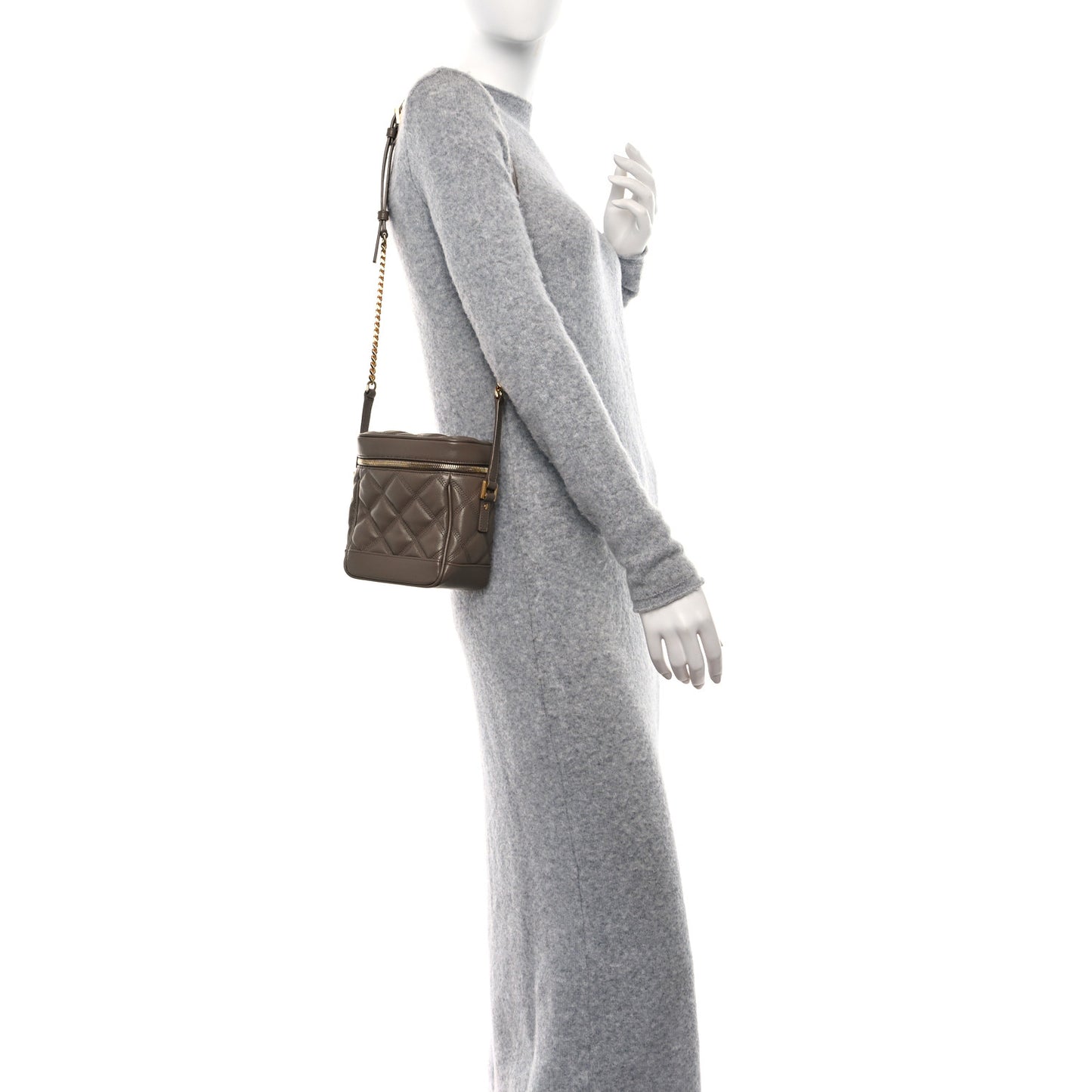 Grain de Poudre Quilted 80's Vanity Bag Dark Beige