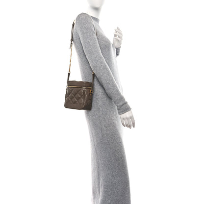 Saint Laurent Grain de Poudre Quilted 80's Vanity Bag Dark Beige 2 of 8