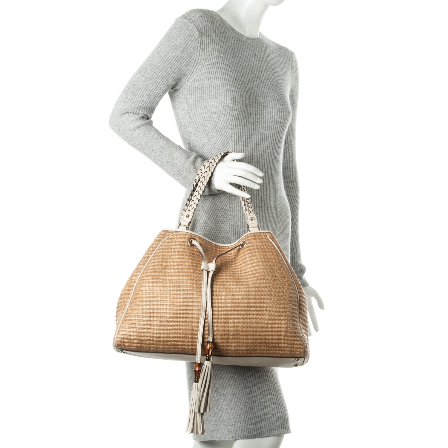 Gucci Straw Peggy Braided Tote Off White 2 of 6