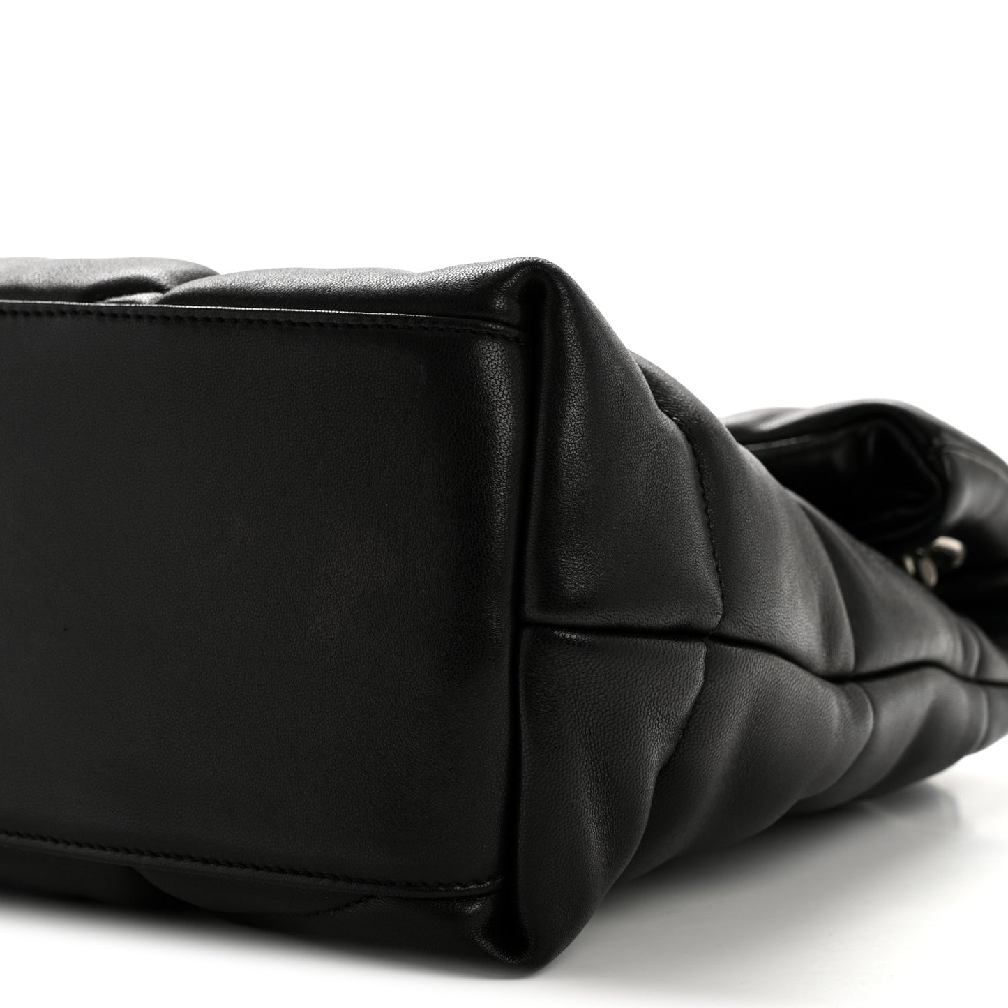 Lambskin Quilted Medium Loulou Puffer Monogram Chain Satchel Black
