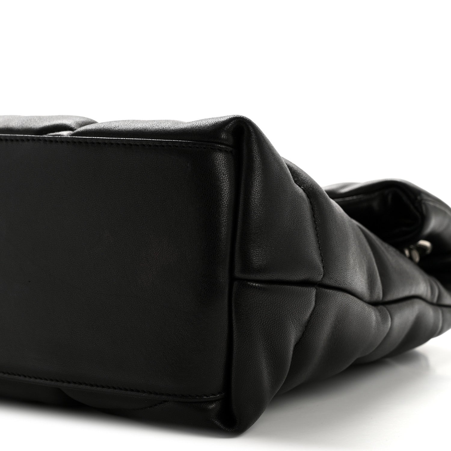 Saint Laurent Lambskin Quilted Medium Loulou Puffer Monogram Chain Satchel Black 10 of 13