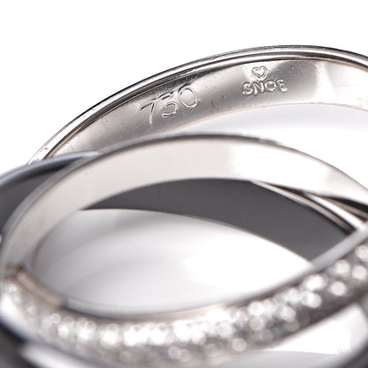 Cartier 18K White Gold Platinum Diamond Ceramic Small Trinity Ring 53 6.25 6 of 6