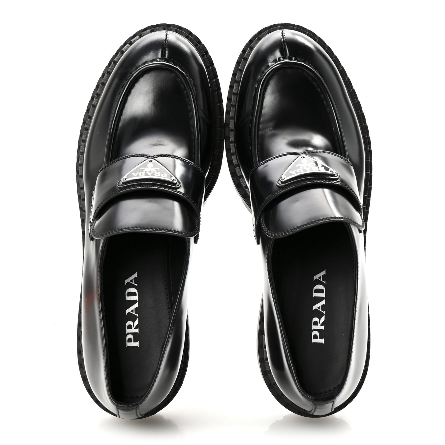 Spazzolato Triangle Logo Monolith Pointy 55mm Loafers 41 Black