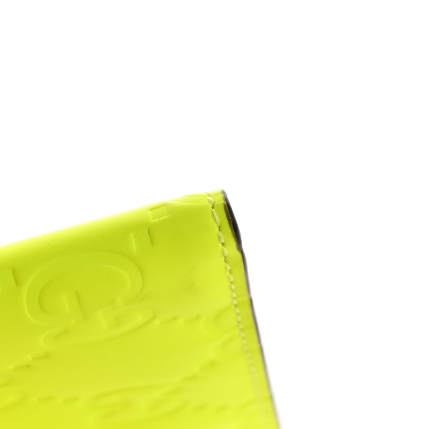 Rubber Effect GG Embossed Bi-Fold Wallet Fluorescent Yellow